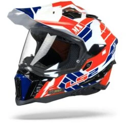 LS2 MX701 Explorer Atlantis Glans Wit Rood Blauw Adventure Helm -Scorpion Winkel Ls2 mx701 explorer atlantis white blue red.06