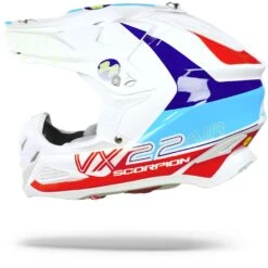 Scorpion VX-22 Air Ares Wit-Blauw-Rood Crosshelm