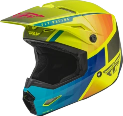 FLY Racing Kinetic Drift Blauw Hi-Vis Charcoal Crosshelm