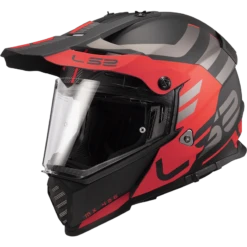 LS2 MX436 Pioneer Evo Adventurer Mat Zwart Rood Adventure Helm
