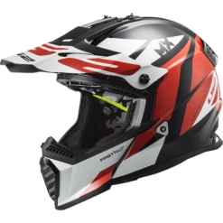 LS2 MX437 Fast Evo Strike Zwart Wit Rood Crosshelm