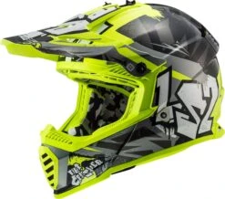 LS2 MX437 Fast Evo Mini Crusher Zwart Geel Crosshelm