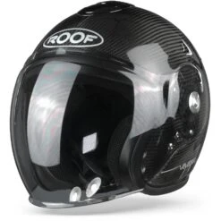 ROOF Voyager Carbon Glans Zilver Strip Jethelm -Scorpion Winkel ro38 voyager carbon glossy silver strip frontpage