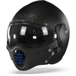 ROOF Roadster Iron Mat Zwart Blauw Jethelm -Scorpion Winkel roof roadster iron mat black blue frontpage