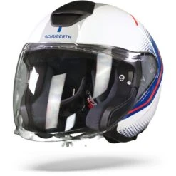 Schuberth M1 Pro Mercury Wit Blauw Jethelm -Scorpion Winkel schuberth m1 pro murcury white blue frontpage