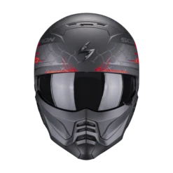 Scorpion Exo-Combat II Xenon Mat Zwart-Rood Jethelm