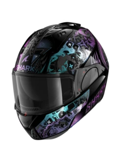 Shark Evo ES K-Rozen Zwart Violet Glitter KVX Systeemhelm -Scorpion Winkel shark evo es k rozen black violet glitter kvx 1