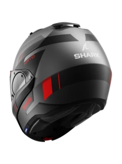 Shark Evo ES Kryd Mat Antraciet Zwart Rood AKR Systeemhelm -Scorpion Winkel shark evo es kryd mat anthracite black red akr 2