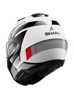 Shark Evo ES Kryd Wit Zwart Rood WKR Systeemhelm -Scorpion Winkel shark evo es kryd white black red wkr 2