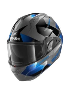 Shark Evo GT Tekline Antraciet Chrom Blauw AUB Systeemhelm -Scorpion Winkel shark evo gt tekline anthracite chrom blue aub 1