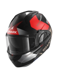 Shark Evo GT Tekline Mat Zwart Chrom Rood KUR Systeemhelm -Scorpion Winkel shark evo gt tekline mat black chrom red kur 1