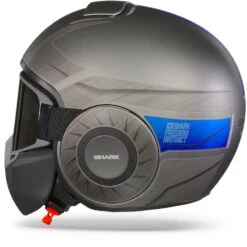 Shark Street Drak Tribute Rm Mat Antraciet Chrom Blauw AUB Jethelm -Scorpion Winkel shark street drak tribute rm mat0anthracite chrome blue aub.11