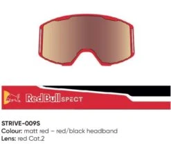 Spect Red Bull Strive Mx Goggles Single Lens Red Black Red